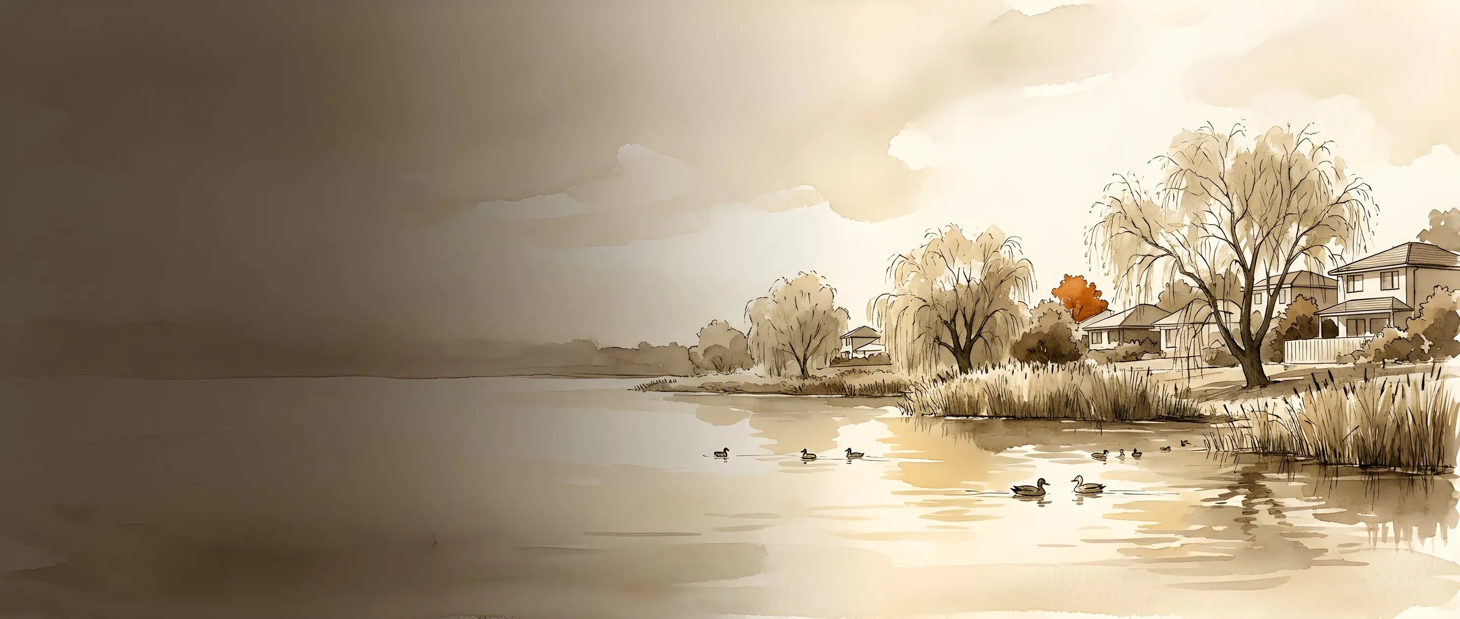 Watercolour illustration of the Alberton dam