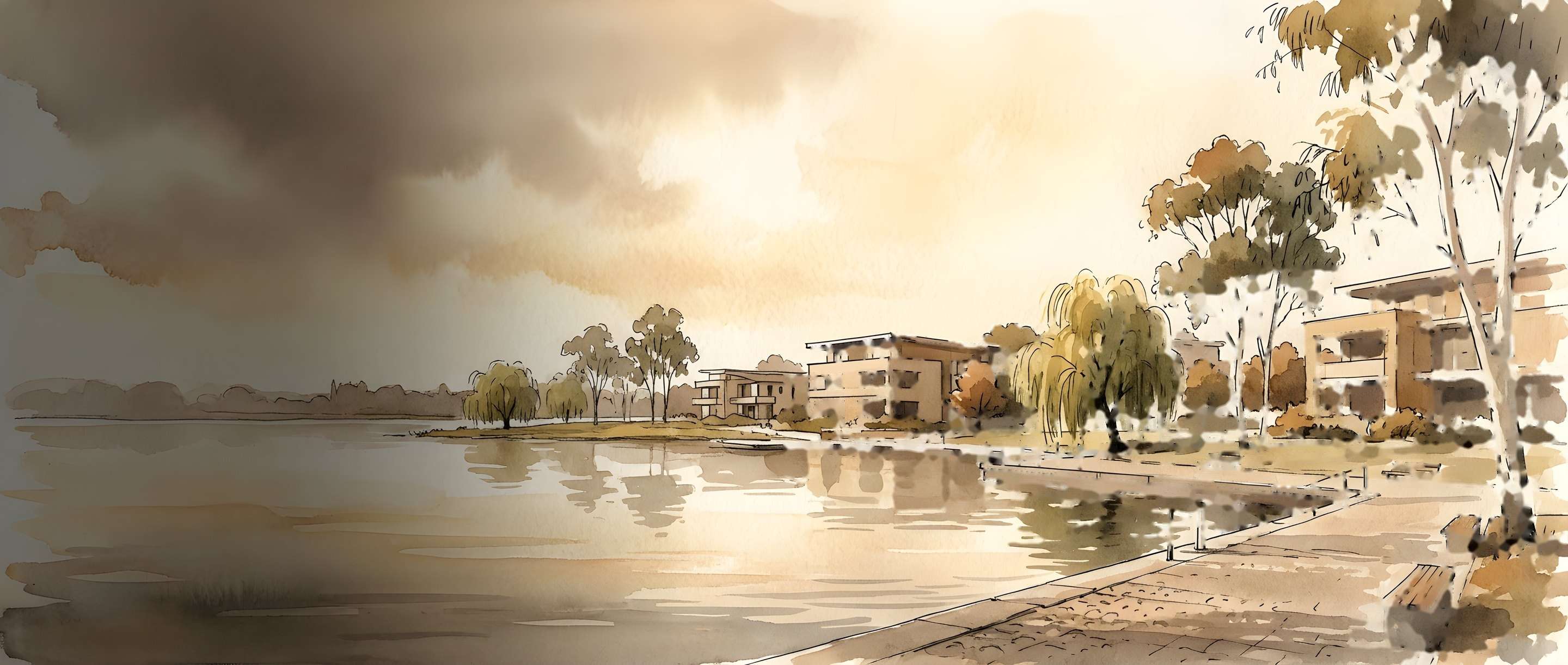 Watercolour illustration of Centurion Lake