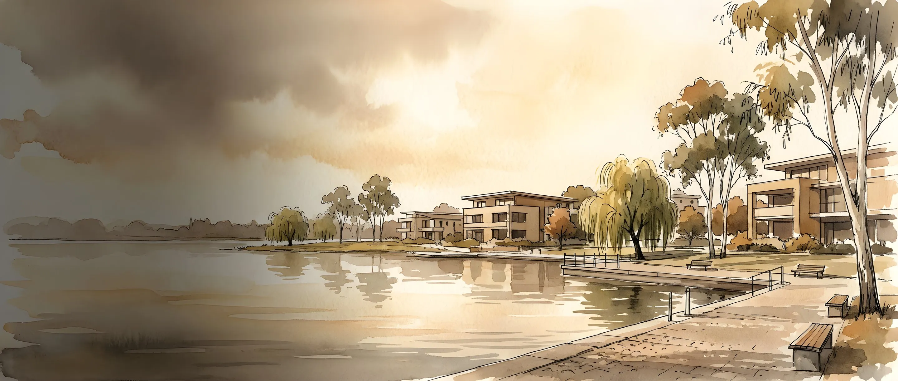 Watercolour illustration of Centurion Lake
