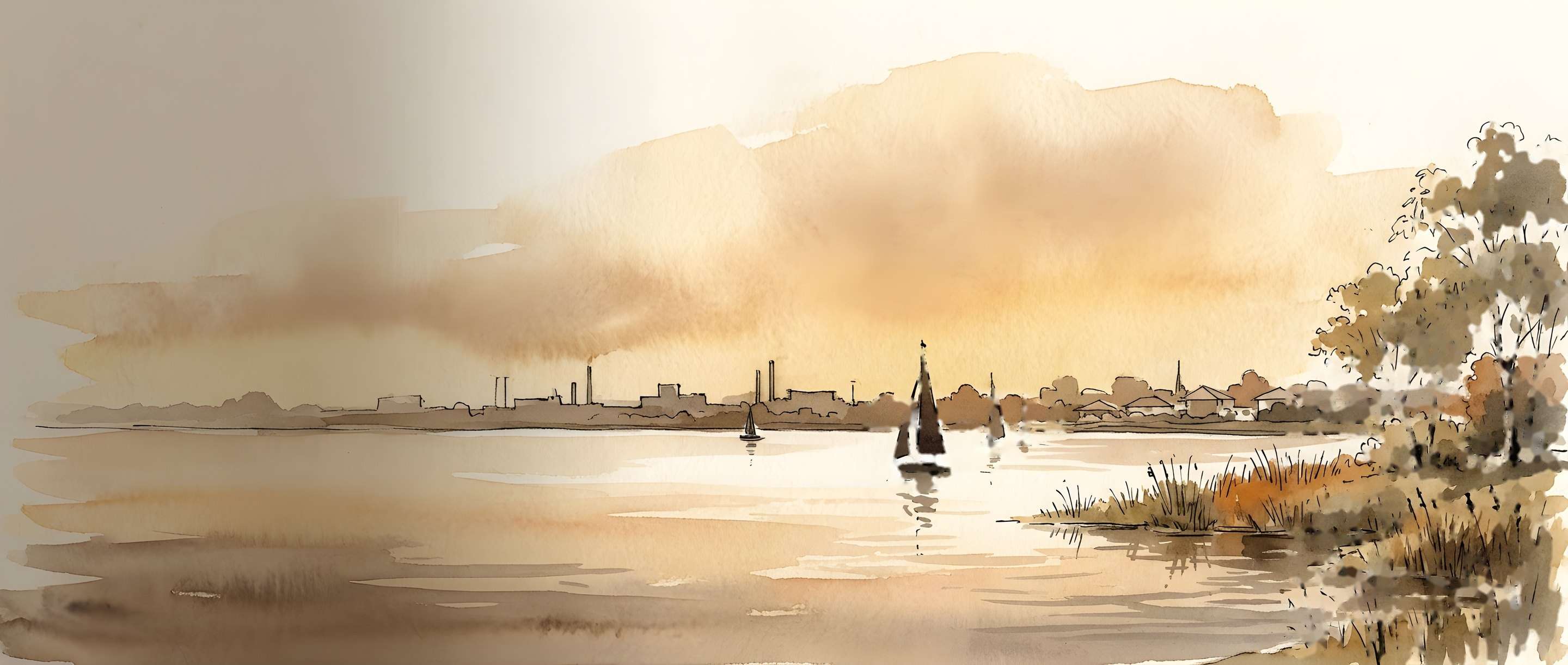 Watercolour illustration of Germiston Lake