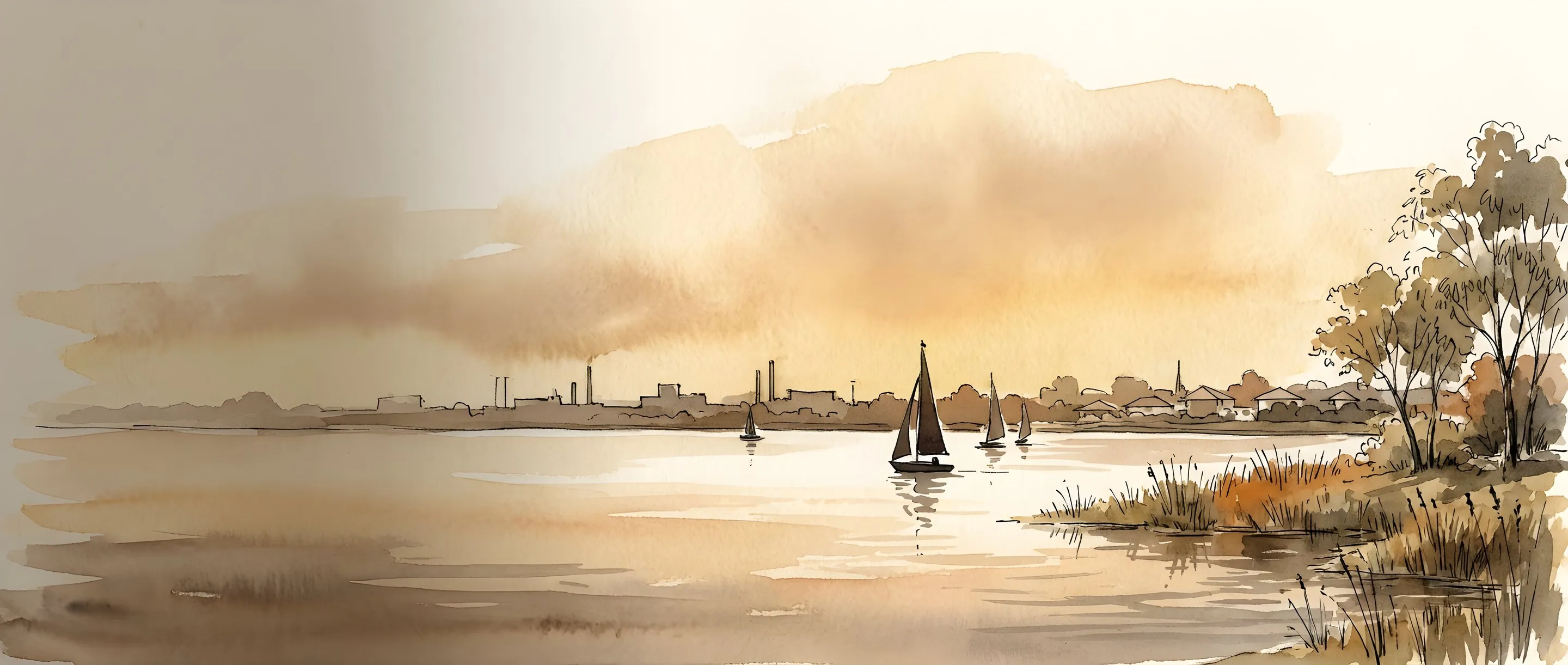 Watercolour illustration of Germiston Lake